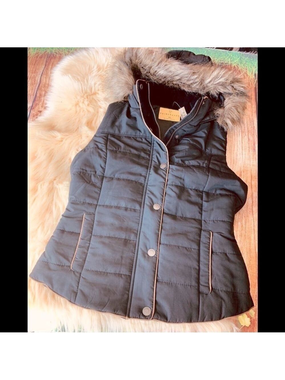 AEROPOSTALE PRINCE&FOX FULL ZIP  HOODED PARKA VEST